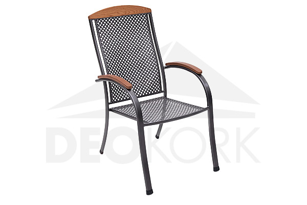 Metalna fotelja s drvenim rukonaslonima PROVENCE