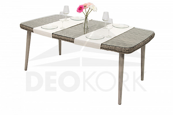Vrtni stol od ratana sa staklom VICTORIA 180 x 100 cm (siva)