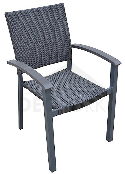 Fiksna vrtna stolica od ratana CALVIN (siva)