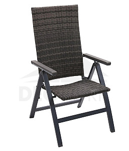 Podesiva vrtna stolica od ratana CALVIN (siva)