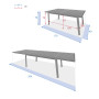 Aluminijski stol ALORA 170/264x101 cm (sivo-smeđi)