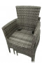 MODENA fotelja od ratana koja se može složiti s jastukom (siva)
