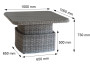 Stol za blagovaonicu/odlaganje od ratana 100 x 100 cm BORNEO LUXURY (siva)